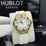 ساعت هابلوت زنانه فول نگین سفید طلایی Hublot Diamonds Golden White