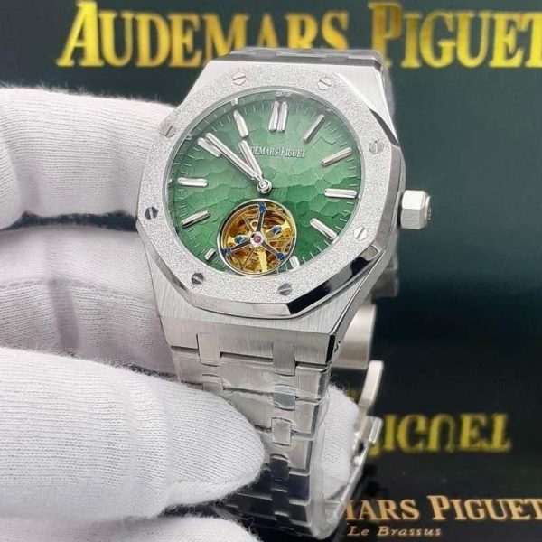 ساعت مردانه ای پی صفحه موج دار سیلور سبز Audemars Piguet