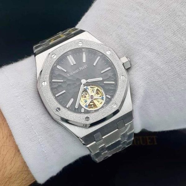ساعت مردانه صفحه موج دار سیلور مشکی Audemars Piguet