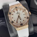 ساعت هابلوت زنانه فول نگین مخراج رزگلد سفید Hublot