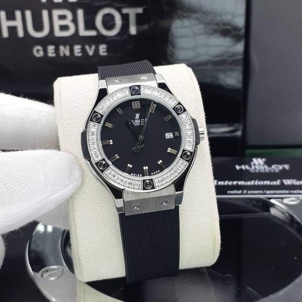 ساعت نگین دار زنانه هابلوت مشکی Hublot