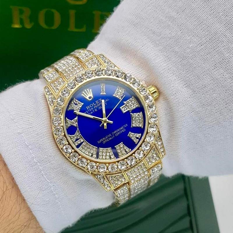 ساعت رولکس پر نگین گلد آبی Rolex