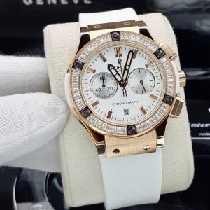 ساعت زنانه هابلوت ۳ موتوره نگین باگتی سفید Hublot