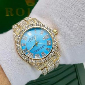 ساعت رولکس پر نگین گلد آبی روشن Rolex