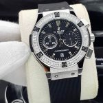 ساعت زنانه نگین باگتی هابلوت ۳ موتوره سیلور مشکی Hublot