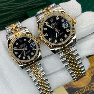 ساعت رولکس ست مردانه و زنانه نگین دار سیلور گلد Rolex