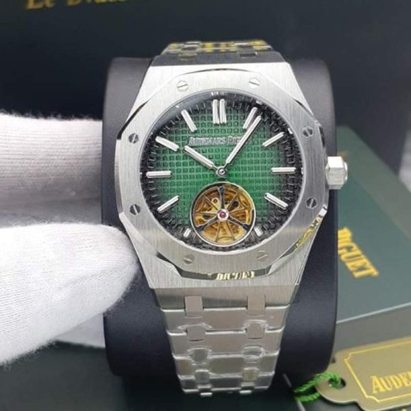 ساعت مردانه اودمار پیگه توربیلون دار سیلور سبز Audemars Piguet AP