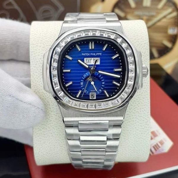 ساعت زنانه و مردانه پتک فیلیپ ناتیلیوس2 تقویم نگین سواروسکی Patek Philippe