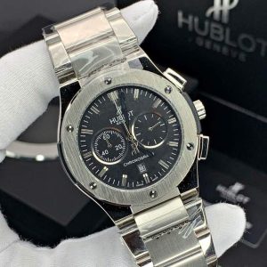 ساعت مردانه هابلوت 3موتوره سیلور مشکی Hublot