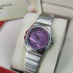 ساعت زنانه امگا تیفانی نگین دار بنفش سیلور Omega