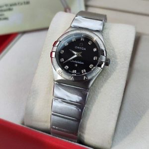 ساعت زنانه امگا تیفانی نگین دار مشکی سیلور Omega
