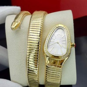 ساعت زنانه بولگاری دستبندی نگین دار گلد سفید Bulgari