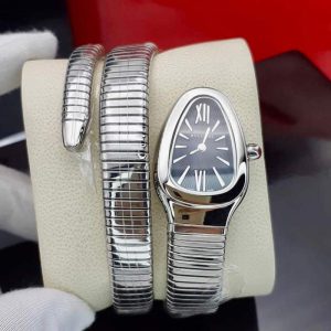 ساعت زنانه بولگاری مدل دستبندی سیلور مشکی Bulgari