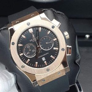 ساعت مردانه هابلوت صفحه اسکلتون۳ موتوره مشکی گلد Hublot