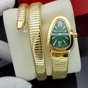ساعت زنانه بولگاری دستبندی گلد سبز Bulgari