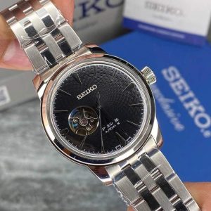 ساعت مردانه سیکو پرساژ سیلور مشکی Seiko