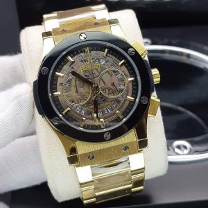 ساعت مردانه هابلوت 3موتوره گلد دور مشکی Hublot