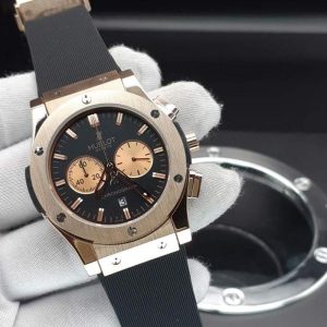 ساعت مردانه هابلوت صفحه اسکلتون۳ موتوره گلد مشکی Hublot