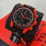 ساعت امگا سواچ بند برزنتی قرمز مشکی Omega