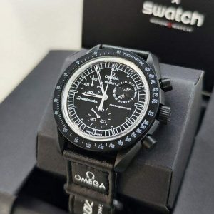 ساعت امگا سواچ بند برزنتی مشکی Omega