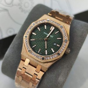 ساعت اودمار پیگه دور نگین رزگلد سبز Audemars Piguet AP