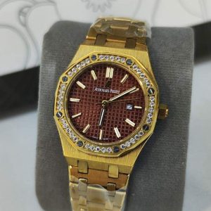 ساعت اودمار پیگه دور نگین قهوه ای گلد Audemars Piguet AP