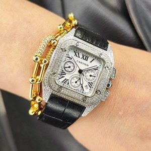 ساعت زنانه کارتیه سانتوز فول نگین Cartier