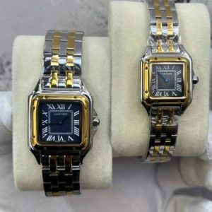 ساعت زنانه کارتیه پنتر فلزی سیلور گلد مشکی Cartier