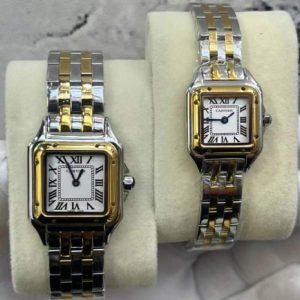 ساعت زنانه کارتیه پنتر فلزی گلد سیلور سفید Cartier