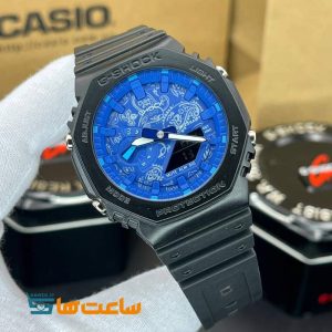 ساعت زنانه و مردانه کاسیو جیشاک مشکی آبی Casio G-Shock GA-2100