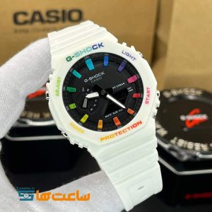 ساعت زنانه و مردانه کاسیو جیشاک سفید مشکی Casio G-Shock GA-2100