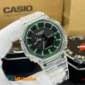ساعت زنانه و مردانه کاسیو جیشاک شفاف سبز Casio G-Shock GA-2100