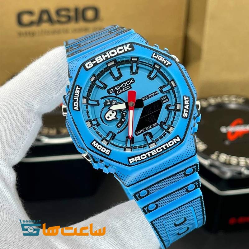 ساعت زنانه و مردانه کاسیو جیشاک آبی Casio G-Shock GA-2100