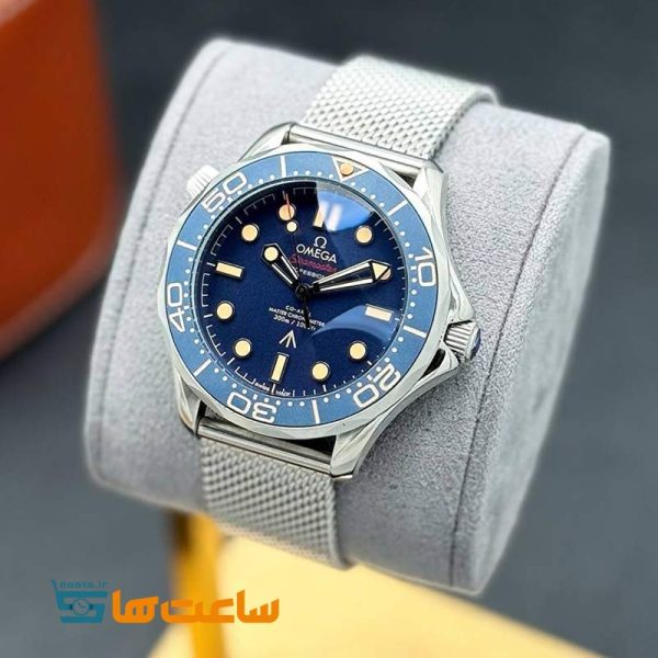 ساعت مچی امگا سیمستر بند حصیری سورمه ای Omega Seamaster 007