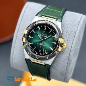 ساعت مچی امگا کانسلیشن چرم سیلور گلد سبز Omega Constellation Co-Axial Master