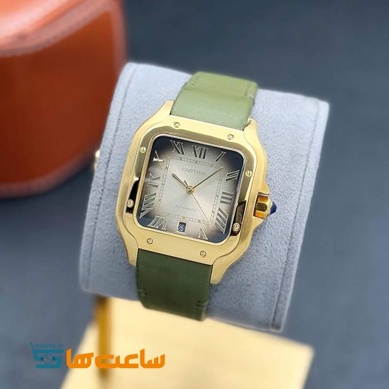 ساعت مردانه کارتیر سانتوس اتومات سبز گلد Cartier Santos