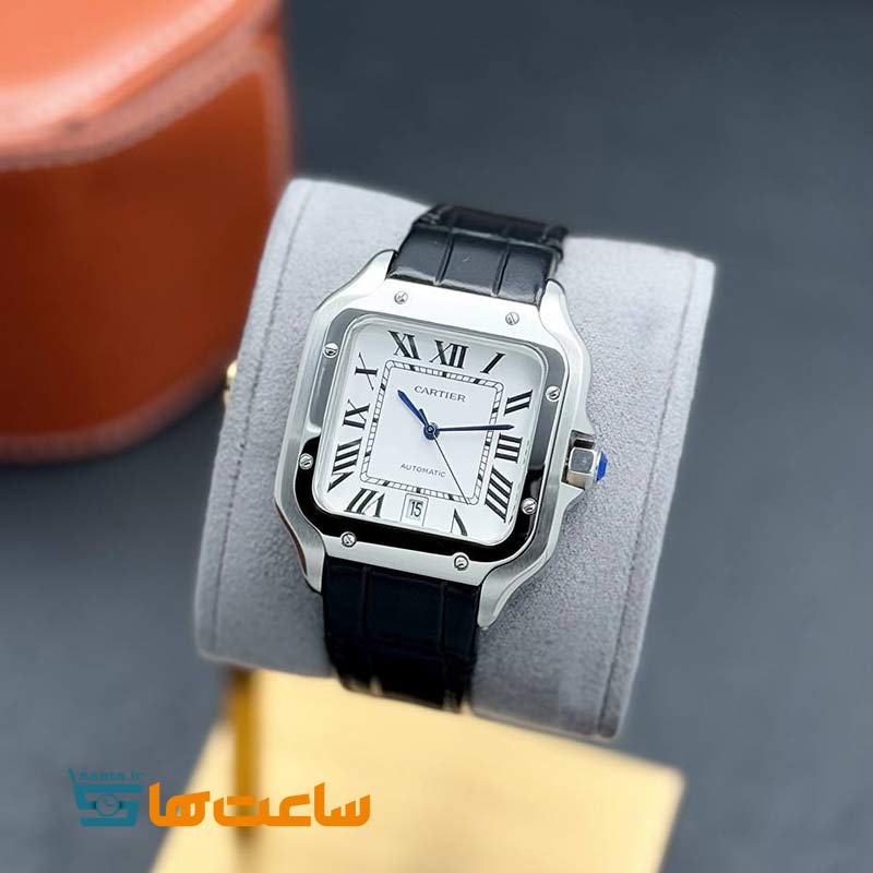ساعت مردانه کارتیر سانتوس اتومات مشکی سیلور Cartier Santos