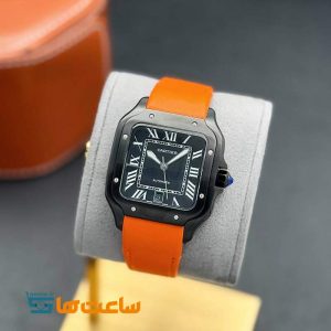 ساعت مردانه کارتیر سانتوس اتومات نارنجی مشکی Cartier Santos