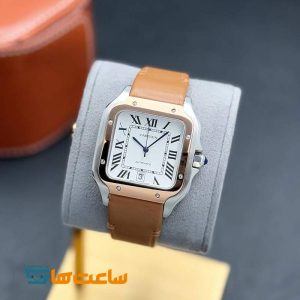 ساعت مردانه کارتیر سانتوس اتومات کرم سیلور Cartier Santos