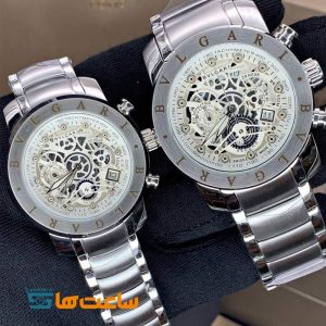 ست ساعت زنانه و مردانه بولگاری ۳ موتوره سیلور سفید Bvlgari