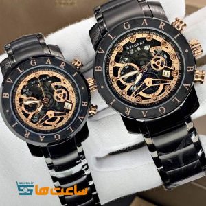 ست ساعت زنانه و مردانه بولگاری ۳ موتوره مشکی رزگلد Bvlgari