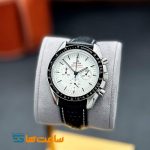 ساعت مچی مردانه امگا اسپیدمستر کرنوگراف چرمی مشکی سفید Omega Speedmaster
