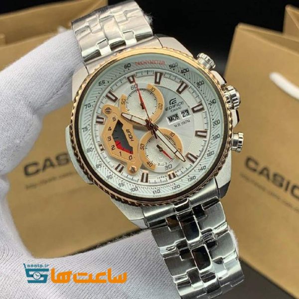 ساعت مچی مردانه کاسیو ادیفایس سیلور سفید گلد Casio Edifice