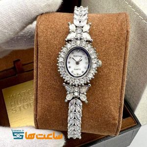 ساعت رویال کرون بند نقره ای تک دور سیلور سفید ROYAL CROWN