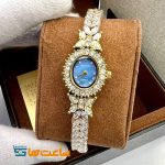 ساعت رویال کرون بند نقره ای تک دور گلد آبی ROYAL CROWN