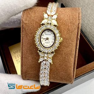 ساعت رویال کرون بند نقره ای تک دور گلد سفید ROYAL CROWN