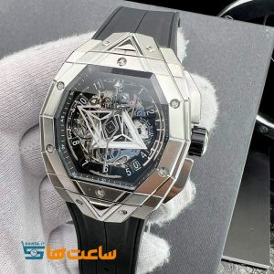 ساعت هابلوت مردانه مدل کهکشانی کرنوگراف سیلور مشکی HUBLOT Sang Bleu
